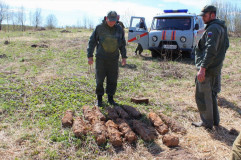 02.05.2024, в соответствии с поступившими заявками, специалистами ОСР ПАСС СОГБУ «Пожарно-спасательный центр» изъяты и обезврежены взрывоопасные предметы времен ВОВ - фото - 1